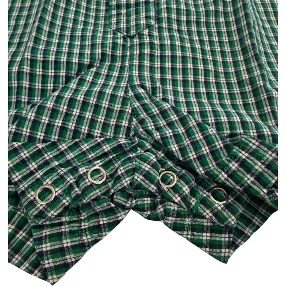 Vtg RALPH LAUREN 12m Baby Toddler Romper Green Navy Pony Snap Bottom 100% Cotton